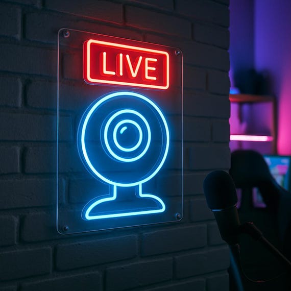Streaming Studio Neon Sign. Webcam and LIVE, Streamer with Microphone, Live Stream, Video Stream, Gaming Session Decor - Image 2