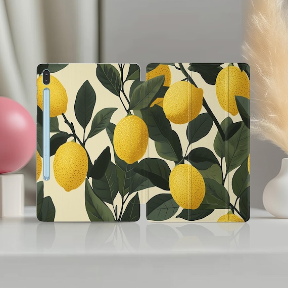Cute Lemon Tree Case for Samsung S7 Stand tablet S2 8.0 cover A 10.1 tab Citrus case Galaxy Tab A7 Lite Yellow Fruit S3 9.7" S8 S6 lite S5e