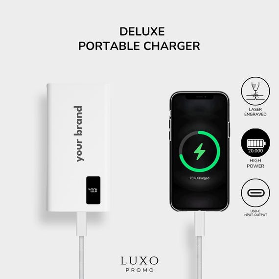Custom Portable Charger – 20,000mAh Portable Charger with High-Capacity Charger, 22.5W Fast Charge, LED Display, Laser-Engraved Logo - Image 4