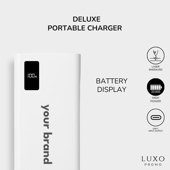 Custom Portable Charger – 20,000mAh Portable Charger with High-Capacity Charger, 22.5W Fast Charge, LED Display, Laser-Engraved Logo - Image 3