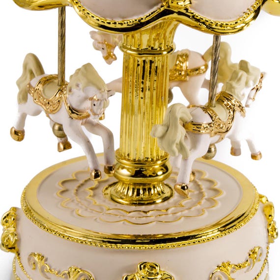 Ivory Canopy with Gold Accents Animated Musical Carousel Keepsake - Many Songs to Choose - Image 2