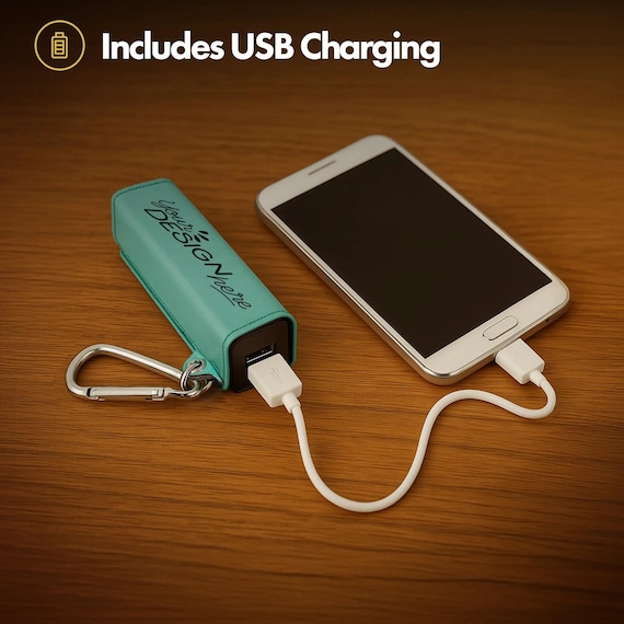 Personalized Power Bank, 2200mah Travel Phone Charger, Portable On The Go Battery Pack, Gift For Her | BridgensLaser Leather Power Bank - Image 3