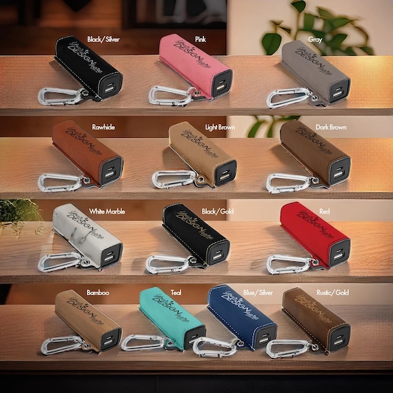 Personalized Power Bank, 2200mah Travel Phone Charger, Portable On The Go Battery Pack, Gift For Her | BridgensLaser Leather Power Bank - Image 2