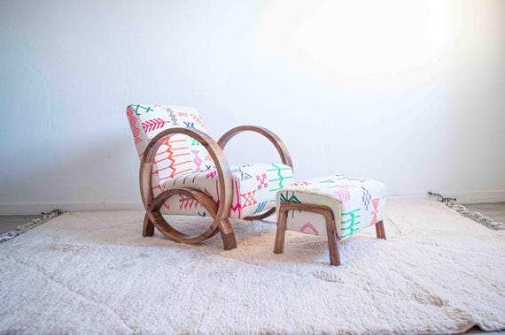 Mid century chair and ottomanset, wooden armchair classic chair modern chair, Comfy armchair for living room - Image 5