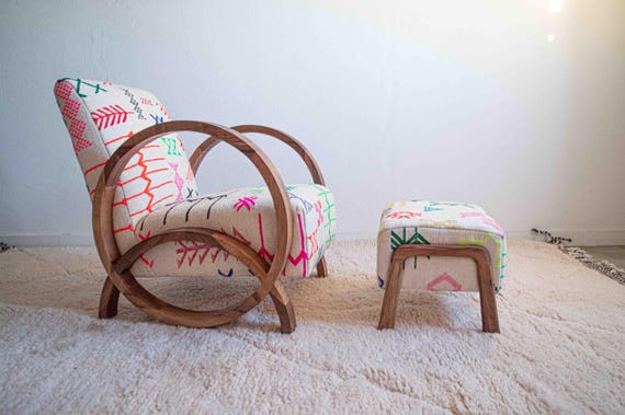 Mid century chair and ottomanset, wooden armchair classic chair modern chair, Comfy armchair for living room - Image 10