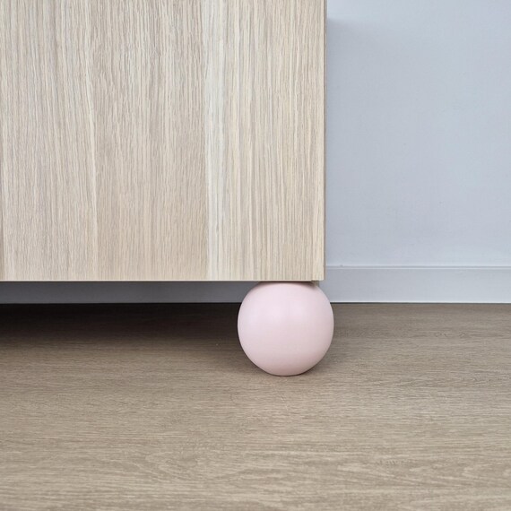 Light Pink Ball Furniture Legs: Solid Wood, IKEA Replacement - Image 2