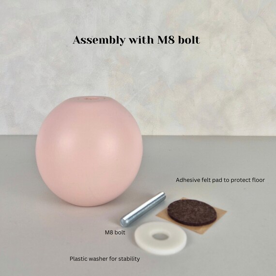 Light Pink Ball Furniture Legs: Solid Wood, IKEA Replacement - Image 6