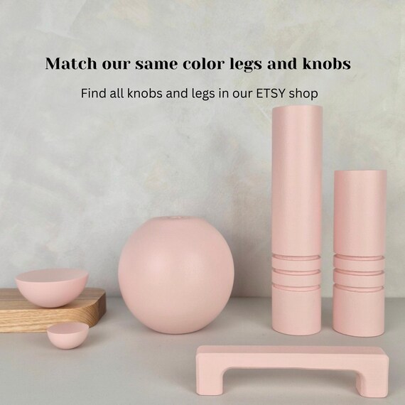 Light Pink Ball Furniture Legs: Solid Wood, IKEA Replacement - Image 8