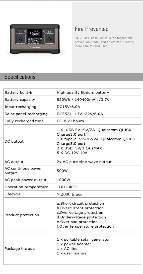 500W Portable Power Station  Solar Generator Power Bank Camping Emergency - Image 2