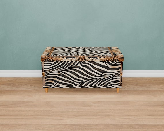 Zebra design bench, Storage organizer, Trunk for bedroom, Cute ottoman bench, Long lasting bench, Decorative furniture, Nomadic bench, M-168 - Image 2