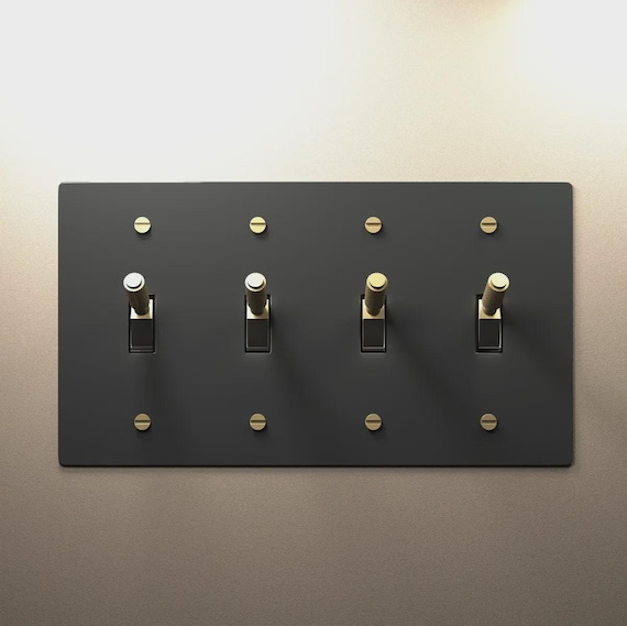 Toggle Light Switch, Dimmer & Outlet - Black Brass Cover Wall Plate - Elegant Home Decor, Electrical Socket Covers, Unique Switch Plates - Image 9