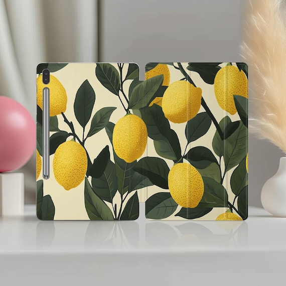 Cute Lemon Tree Case for Samsung S7 Stand tablet S2 8.0 cover A 10.1 tab Citrus case Galaxy Tab A7 Lite Yellow Fruit S3 9.7" S8 S6 lite S5e - Image 4