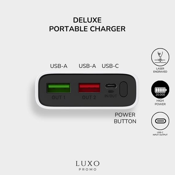 Custom Portable Charger – 20,000mAh Portable Charger with High-Capacity Charger, 22.5W Fast Charge, LED Display, Laser-Engraved Logo - Image 6
