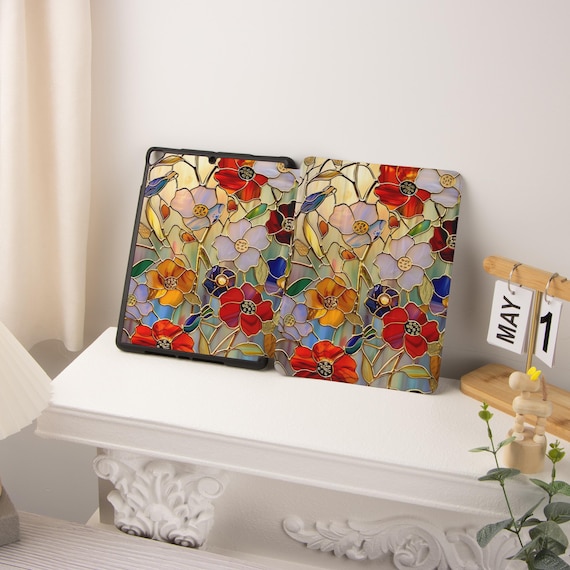 Stained Glass Flowers iPad Case, iPad Air 4/5/6 iPad 10/9/8/7 10.9" 10.5 10.2" iPad Pro 12.9'' 2022/2021 Pro 11" 13'' iPad Mini 6 Case Cover - Image 9