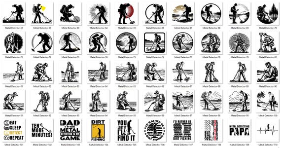 110 Metal Detecting svg Bundle for Cricut and Silhouette | Metal Detector Clipart Graphics for T-Shirt Mugs Signs Crafts - Image 8