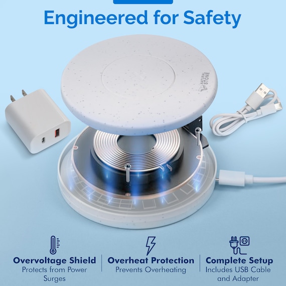 15W Natural Stone Wireless Charging Pad w/ 20W USB-C Adapter w/ Overheat & Short Circuit Protection - Image 4