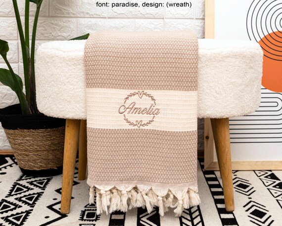 2nd Wedding Anniversary Gift, Cotton Anniversary Gift Blanket, 100% Cotton Wedding Blanket, Unique Gift For Mom, Custom Blanket for Couple - Image 2