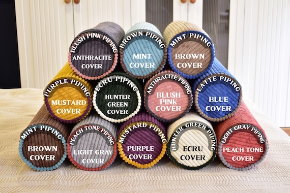 Corduroy Bolster Pillow Cover with Piping - Any Size - Decorative Lumbar Cushion - Image 7