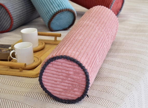 Corduroy Bolster Pillow Cover with Piping - Any Size - Decorative Lumbar Cushion - Image 4