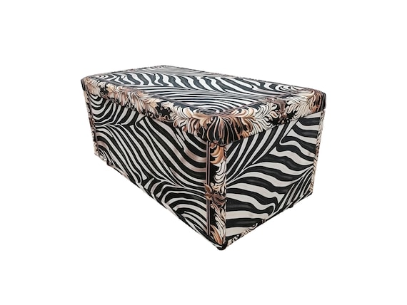Zebra design bench, Storage organizer, Trunk for bedroom, Cute ottoman bench, Long lasting bench, Decorative furniture, Nomadic bench, M-168 - Image 4