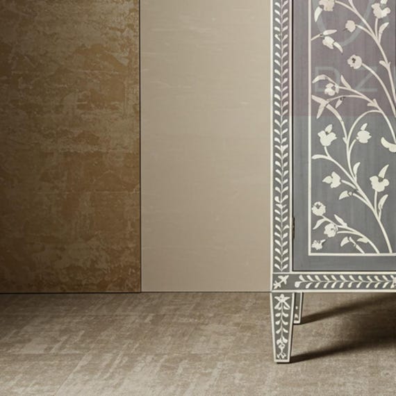 Handcrafted Bone Inlay Cabinet: Floral Vine Design, Luxury Living Room Furniture - Image 2