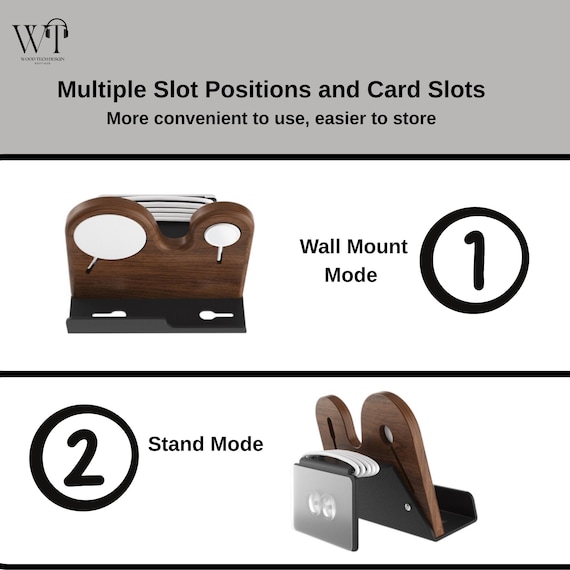 Wall-Mounted Walnut Charging Station: Wireless Dock for iPhone, Apple Watch & AirPods - Image 4