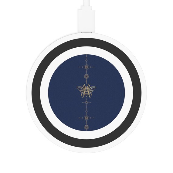 Buzz Bee Wireless Charging Pad, navy Blue and Gold Bee Charger, Car or  Desk Accessory, Home Decor, Small Portable Charger