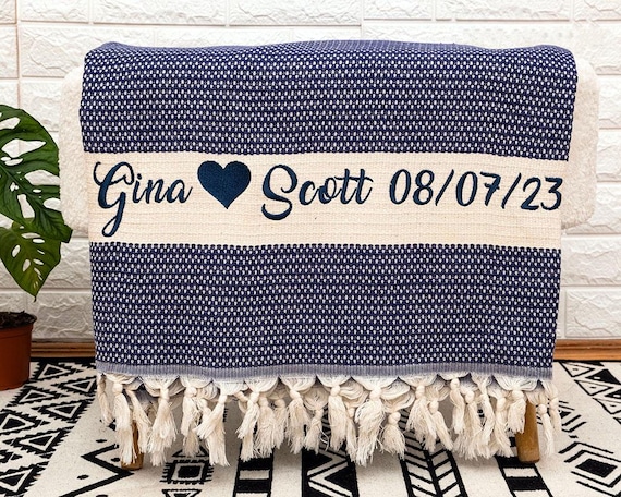 2nd Wedding Anniversary Gift, Cotton Anniversary Gift Blanket, 100% Cotton Wedding Blanket, Unique Gift For Mom, Custom Blanket for Couple