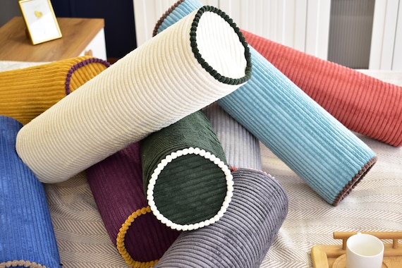 Corduroy Bolster Pillow Cover with Piping - Any Size - Decorative Lumbar Cushion - Image 5