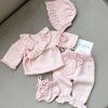 Hand Knitted Organic Cotton Newborn Outfit: Baby Girl Coming Home Set Hand Knitted Organic Cotton Newborn Outfit: Baby Girl Coming Home Set