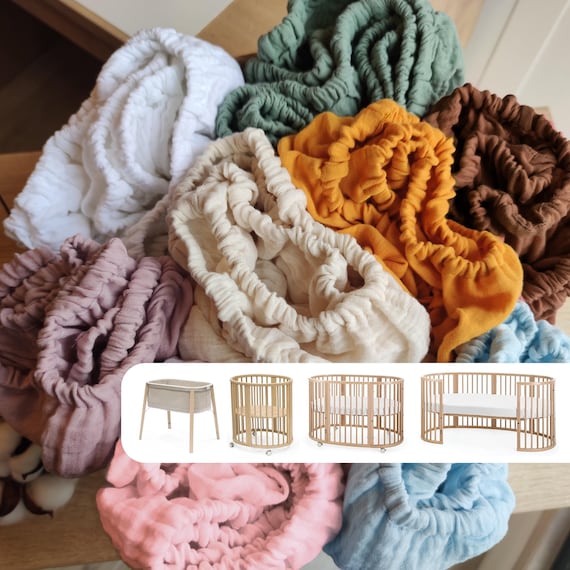 Muslin Sheets for Stokke Sleepi Cribs - Organic Cotton Fitted for Mini V2 V3 Junior