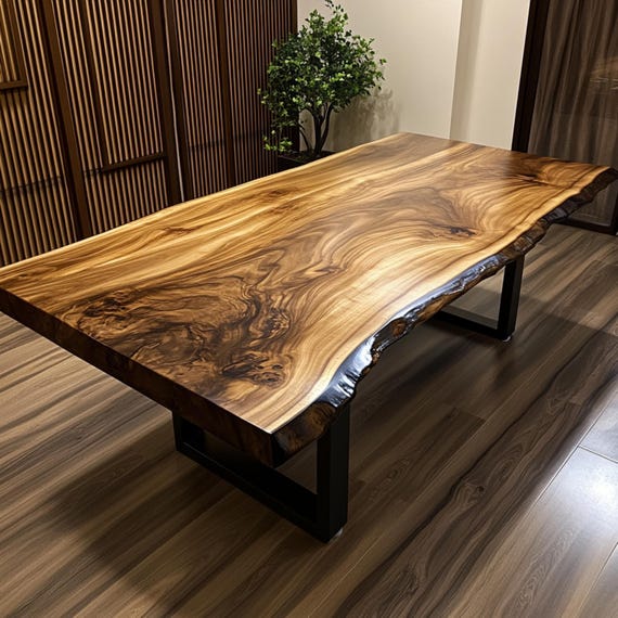 Farmhouse Dining Table Solid Walnut Wood Handmade Kitchen Table - Image 5
