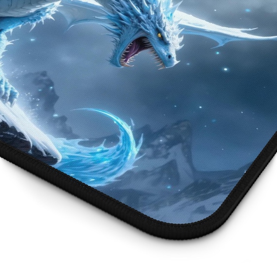 Ice Dragon Gaming Desk Mat, Fantasy Desk Pad, Aesthetic Mousepad, Mythical Creature Art, Gift for Gamers, Neoprene Mat, Personalizable - Image 9