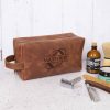 Football Leather Dopp Kit for Men: Engraved Sports Fan Gift