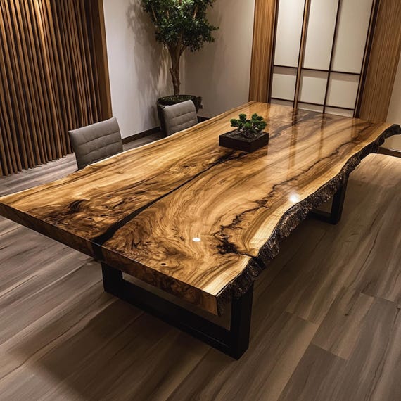 Farmhouse Dining Table Solid Walnut Wood Handmade Kitchen Table