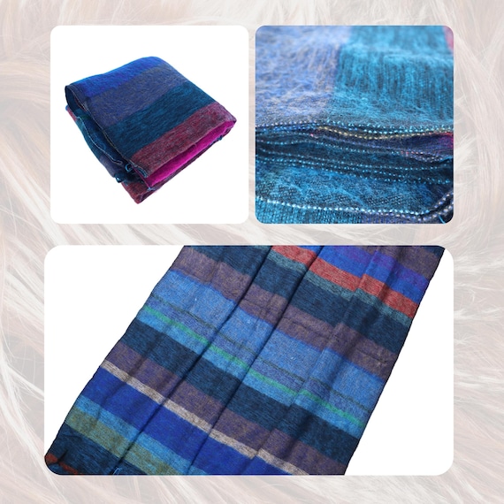 Himalayan Wool Blanket Couch Yoga Travel Camping Lightweight Soft Throw Blanket Yak Wool Blend 91”L x 46"W Horizon Stripes Color Combination - Image 3