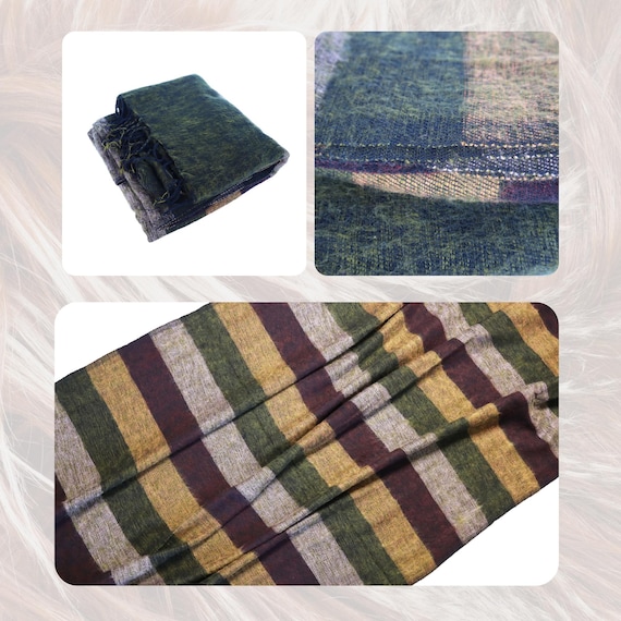 Himalayan Wool Blanket Couch Yoga Travel Camping Lightweight Soft Throw Blanket Yak Wool Blend 91”L x 46"W Horizon Stripes Color Combination - Image 7