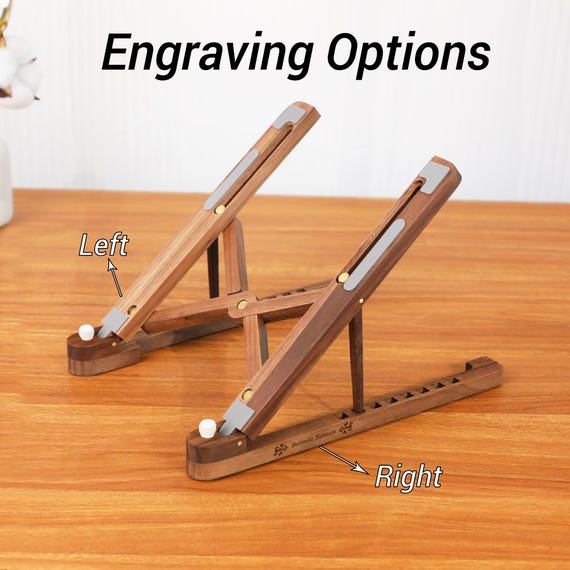 Birthday Custom Engraved Folding Wood Laptop Holder,Portable Macbook Stand,Office Desk Setup,Corporate Gift,Office Gift,Unique Gift for Him - Image 8