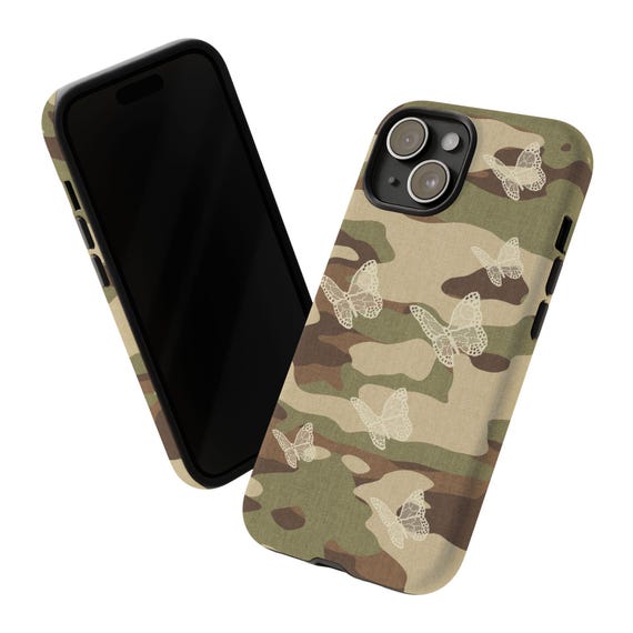 Camouflage Butterfly Phone Case, Lace Butterfly iPhone Cover, Neutral Camo Samsung Case, Pixel Butterfly Camo Case, Feminine Camo Gift - Image 6