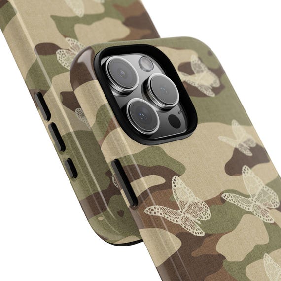 Camouflage Butterfly Phone Case, Lace Butterfly iPhone Cover, Neutral Camo Samsung Case, Pixel Butterfly Camo Case, Feminine Camo Gift - Image 5