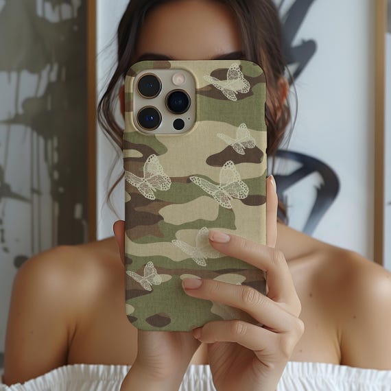 Camouflage Butterfly Phone Case, Lace Butterfly iPhone Cover, Neutral Camo Samsung Case, Pixel Butterfly Camo Case, Feminine Camo Gift - Image 8