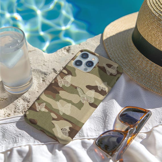 Camouflage Butterfly Phone Case, Lace Butterfly iPhone Cover, Neutral Camo Samsung Case, Pixel Butterfly Camo Case, Feminine Camo Gift - Image 4