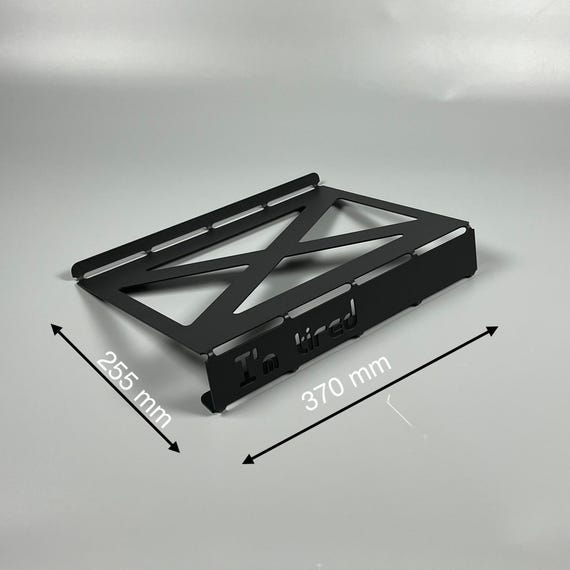 Minimalist Metal Laptop Stand: "I am tired" Cutout, Ergonomic Design