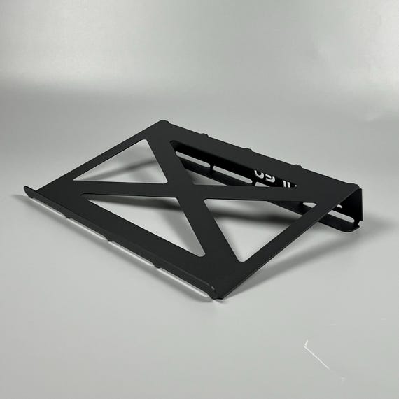 Minimalist Metal Laptop Stand: "I am tired" Cutout, Ergonomic Design - Image 3