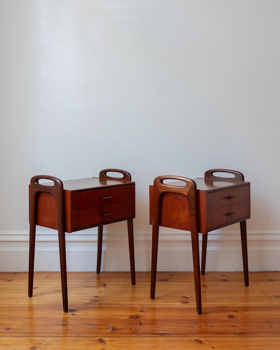 Walnut Sculpted Handle Side Cabinet