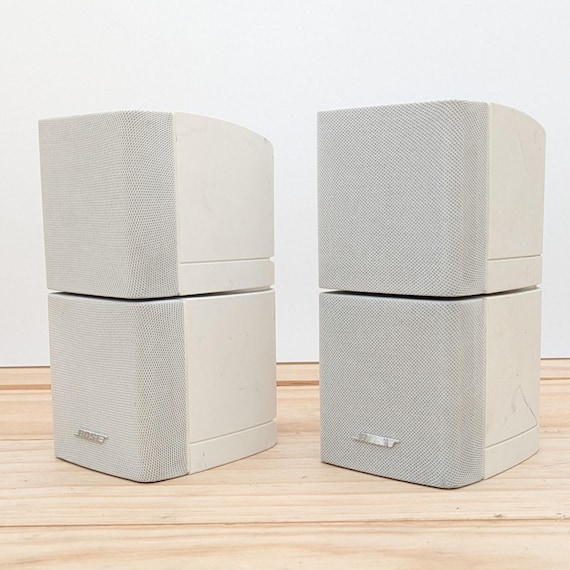Vintage Bose Acoustimass Double Cube Speakers - White - 90s Lifestyle Series - Tested, Clean Sound - Home Audio Theater Surround
