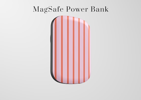 Coral Striped MagSafe Power Bank: 5000 mAh Portable Charger