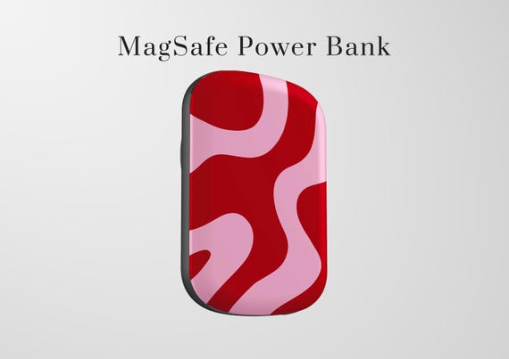 Red & Pink Swirl MagSafe Power Bank: 5000 mAh Portable Charger