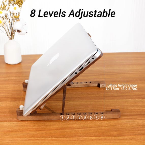 Birthday Custom Engraved Folding Wood Laptop Holder,Portable Macbook Stand,Office Desk Setup,Corporate Gift,Office Gift,Unique Gift for Him - Image 4