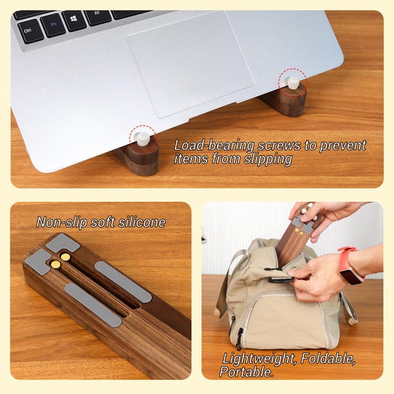 Birthday Custom Engraved Folding Wood Laptop Holder,Portable Macbook Stand,Office Desk Setup,Corporate Gift,Office Gift,Unique Gift for Him - Image 5